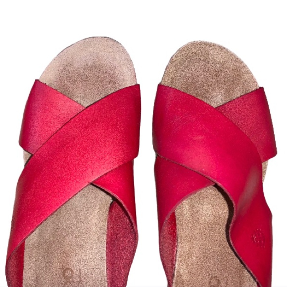 Yokono 9.5 red leather wedges women’s shoes size 9 1/2 - Picture 3 of 14